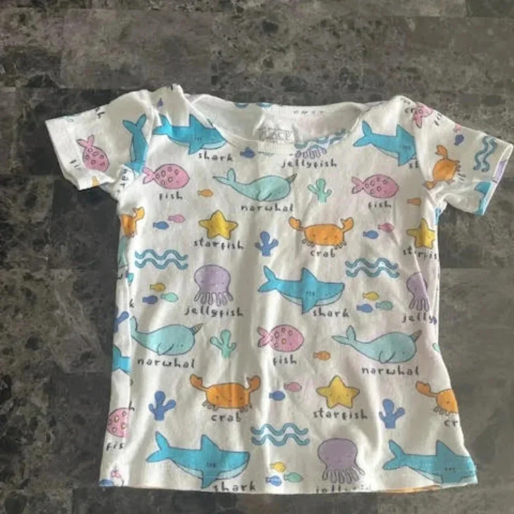 Children's Place Toddler Girls Sea Creature Snug Fit Cotton Pajamas, Size 2T